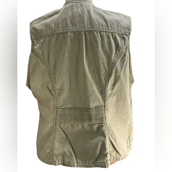 Tommy Hilfiger Olive Green Utility Vest 100% Cotton Like New - Picture 3 of 7